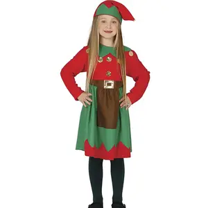 Merkloos / Sans marque Guirma - Kerst & Oud & Nieuw Kostuum - Rood Groene Elf - Meisje - Rood, Groen - 10 - 12 jaar - Kerst - VerkleedkledingVendu parcdiscount