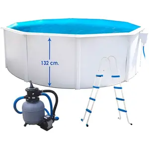 TOI MAGNUM COMPACT Piscine hors sol ronde en acier 460 x 132 cm (Kit complet piscine, Filtre, Skimmer et échelle)