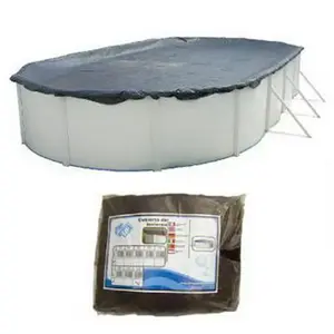 Bâche dhiver pour Piscine hors sol TOI - Ovale 1200x457cm - Raphia et polyéthylène - Noir pas cher