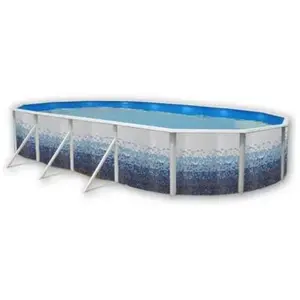 TOI TRENCADIS Piscine hors sol ovale en acier 915 x 457 x 120 cm (Kit complet piscine, Filtre, Skimmer et échelle)