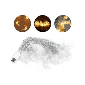 Guirlande lumineuse LED avec pendentif lune en plastique lumière blanc pas cher