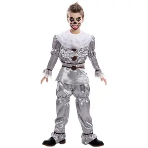 Witbaard Verkleedpak Duivelse Clown Junior Zilver 122-138 Cm