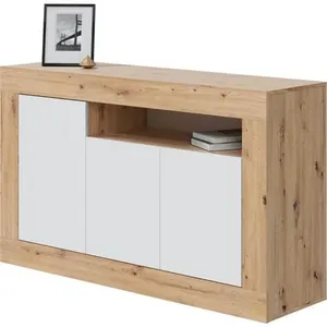 Comparateur de prix : Buffet 3 Portes Et Un Compartiment Effet Bois - L139 X H87 Cm