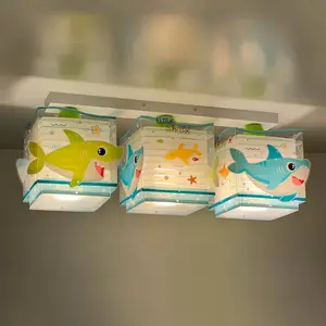 Dalber Plafonnier enfant 3 Lumières Little Shark Requins Animaux pas cher