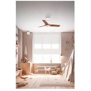Faro Barcelona - heywood s Ventilateur avec lumière, blanc/boisé 33805-1TW pas cher