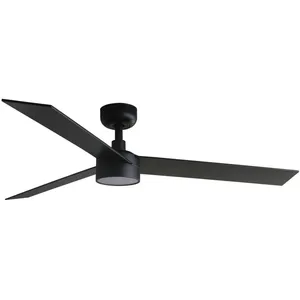 Faro Barcelona - rudder l led Ventilateur avec lumière noir / noyer 34... pas cher