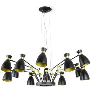 FARO BARCELONA Suspension retro E14 8W acier noir mat h: 350cm Ø128cm dimmable pas cher