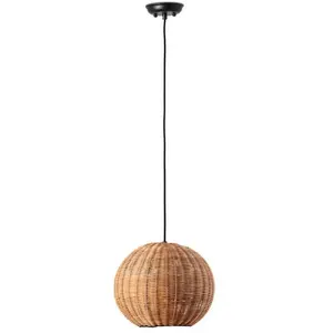 Comparateur de prix : Faro Haka Suspension Globe En Rotin Noir 30cm 2700k
