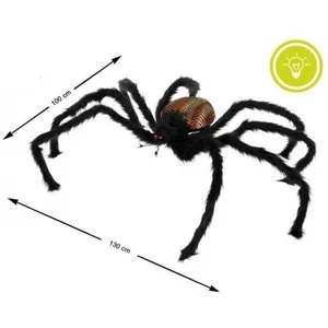 Araignée Noire Géante 130cm - ATOSA - Article de décoration - Polyester, Velours - Noir pas cher