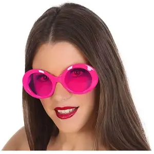 Atosa Verkleed zonnebril - fuchsia - ronde glazen - Carnaval brillen pas cher