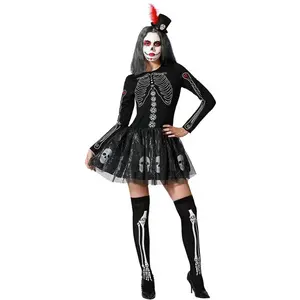 Atosa Muertos Halloween Jurkje Dames Zwart Schedels - Maat M-L pas cher