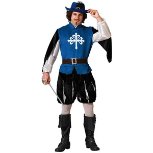 Atosa Déguisement Mousquetaire Bleu Style Médiéval Courageux Guerrier Carnaval Fête à thème, multicolore, M-L pas cher