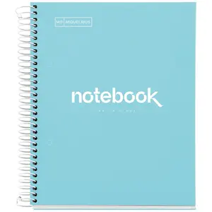 Miquelrius - Cahier A5 Carnet de Notes Emotions, 120 Feuilles 90 g/m², Grille 5 x 5 mm, 5 Bandes de couleur, Spirale microperforée, Couverture extra-dure, 2 Trous, Couleur Bleu Ciel pas cher