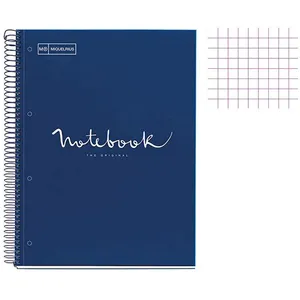 Cahier - A4 (21x29,7cm) - Petits Carreaux - 120 Pages - Couverture En Carton Bleu - À Spirale - Notebook Miquelrius pas cher