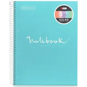 Cahier - A4 (21x29,7cm) - Petits carreaux - 120 pages - couverture en carton bleu ciel - à spirale - Miquelrius pas cher