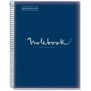 Cahier - A4 (21x29,7cm) - Petits carreaux - 120 pages - couverture en polypro bleu marine - à spirale - Miquelrius pas cher