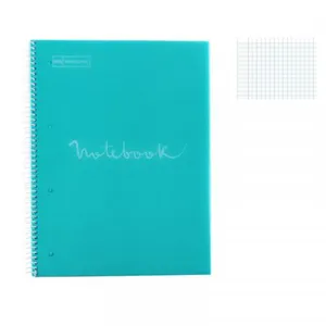 Cahier Notebook à spirales - Miquelrius - Grands Carreaux - Bleu ciel - 80 feuilles pas cher