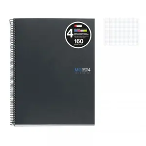 Cahier - A4 (21x29,7cm) - Petits carreaux - 160 pages - couverture en carton noir - à spirale - Miquelrius pas cher