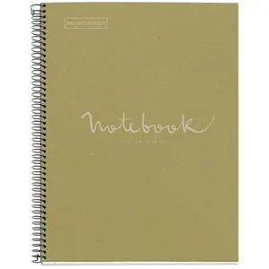 MAUL Miquel rius Cahier emotions 100% recycle 1 couleur bande A4 80 feuilles lignees 7mm papier 80g 4 trous couverture carton vert pas cher