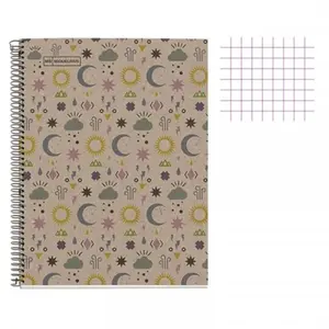 Cahier - A4 21x29,7(cm) - Petits carreaux - 80 pages - couverture en carton - à spirale - Miquelrius pas cher