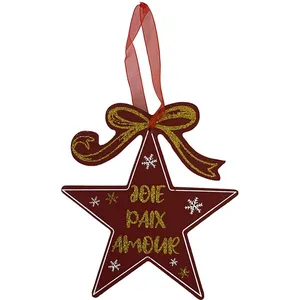 Enesco - Décoration de sapin à suspendre étoile de noël en bois pas cher