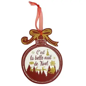 Enesco - Décoration de sapin à suspendre boule de noël rouge en boisVendu parrakuten