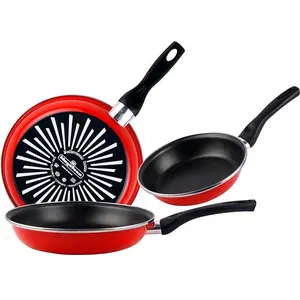 MAGEFESA Set 3 poêles, acier émaillé vitrifié, rouge, 18/20/24 cm pas cher