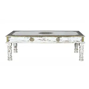 Table basse en manguier blanc vieilli pas cher
