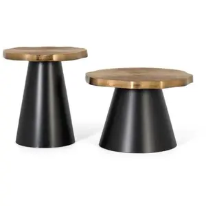 Suite De 2 Tables Basses En Métal Et Cuivre Vieilli pas cher