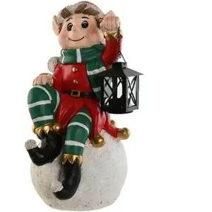 Christmas bauble Home ESPRIT White Black Red Green Elf 26 x 26 x 42 cm pas cher