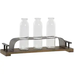 Comparateur de prix : DKD Home Decor Vase marron noir métal verre 45 x 11 x 22 cm (3 pièces)