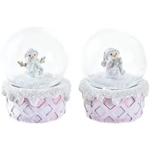 DKD Home Decor, Décorations de Noël, Schneemann Weiss Rosa 7 x 7 x 9 c... pas cher