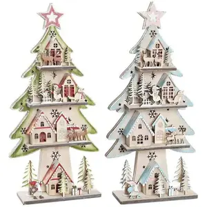 Sapin de Noël DKD Home Decor Rouge Arbre Bleu Rose Bois Vert (23 x 9 x... pas cher