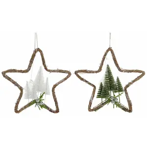 Comparateur de prix : DKD Home Decor Lot de 2 décorations de Noël en rotin 43 x 10 x 43 cm
