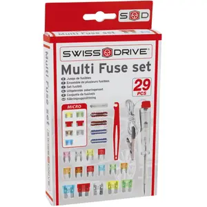 SUMEX Boîte 27 Fusibles Auto SWISS DRIVE 2A à 75A avec Pince et Testeur 12V   Kit Complet Indispensable pour Véhicule pas cher