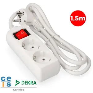BASE MULTIPLE 2 TOMAS SCHUKO CON INTERRUPTOR 1,5 MTS. 3x1,5mm EDM pas cher