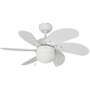 Comparateur de prix : VENTILATEUR DE PLAFOND MODÈLE ARAL BLANC Ø76CM 80M3/MIN EDM