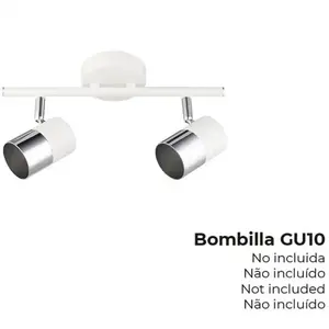 EDM - Applique Halogène 2 Éléments Couleur Chrome+Blanc Os Modèle Gu-10 Moon pas cher