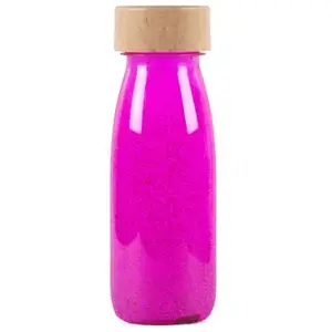 Petit Boum Bouteille sensorielle à paillettes Float Rose fluorescente pas cher