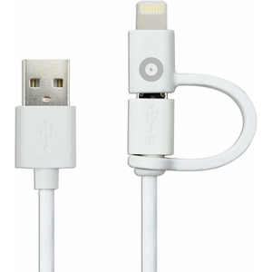 Muvit SPRING CABLE CABLE 2 EN 1 2.4A USB/MICRO-USB/LIGHTNING BLANC pas cher
