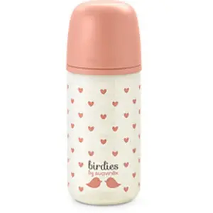 Suavinex Biberon Verre Tétine SXPRO S Birdies Rose 240ml pas cher
