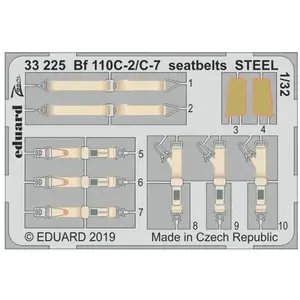 Eduard Bf 110C-2/C-7 seatbelts STEEL for Revell