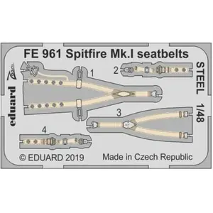 Eduard Spitfire Mk.I seatbelts STEEL f. Tamiya pas cher