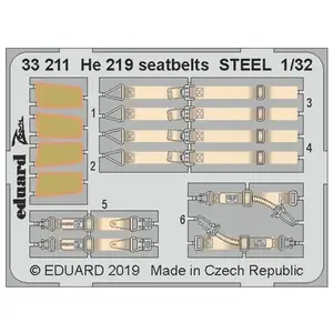 Eduard He 219 seatbelts STEEL pour Revell
