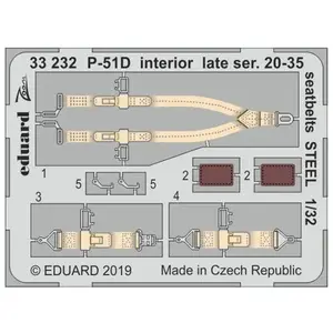 Eduard P-51D interior late ser. 20-35 seatbelts STEEL f.Tamiya pas cher
