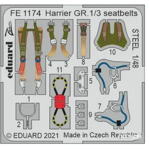 Eduard Harrier GR.1/3 seatbelts STEEL 1/48 for KINETIC pas cher