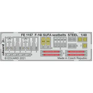 Eduard F-16I SUFA seatbelts STEEL 1/48 for KINETIC pas cher