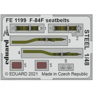 Eduard F-84F seatbelts STEEL 1/48 for KINETIC pas cher