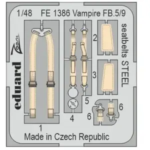 Eduard Vampire FB.5/9 seatbelts STEEL 1/48 AIRFIX