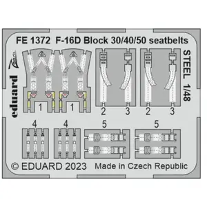 Eduard F-16D Block 30/40/50 seatbelts STEEL 1/48 KINETIC pas cher